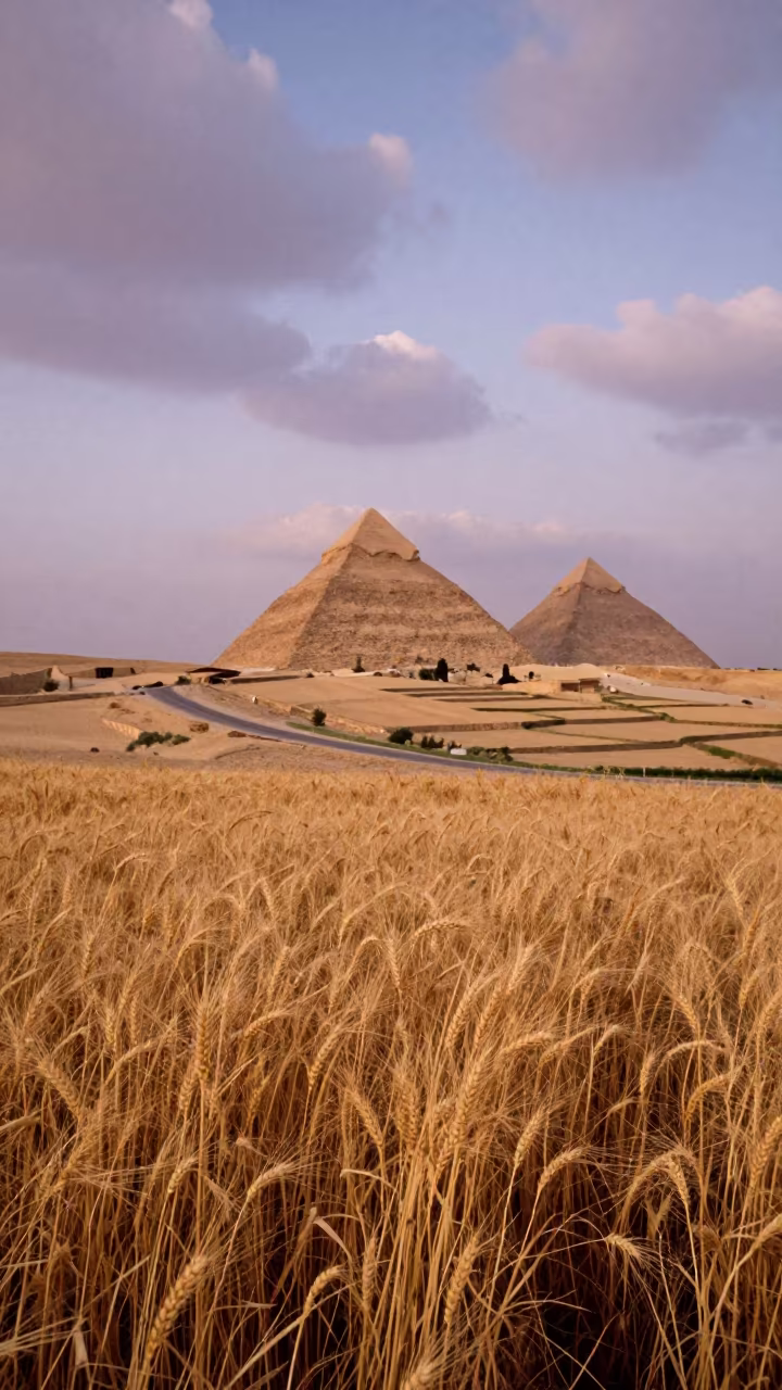 Golden barley field bordering terraced rice paddies in among terraced rice paddies in Giza