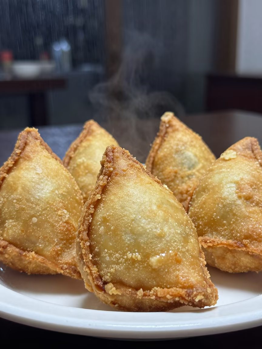 Golden Crispy Coxinhas on Ceramic Plate in on a ceramic plate by a window in Holon