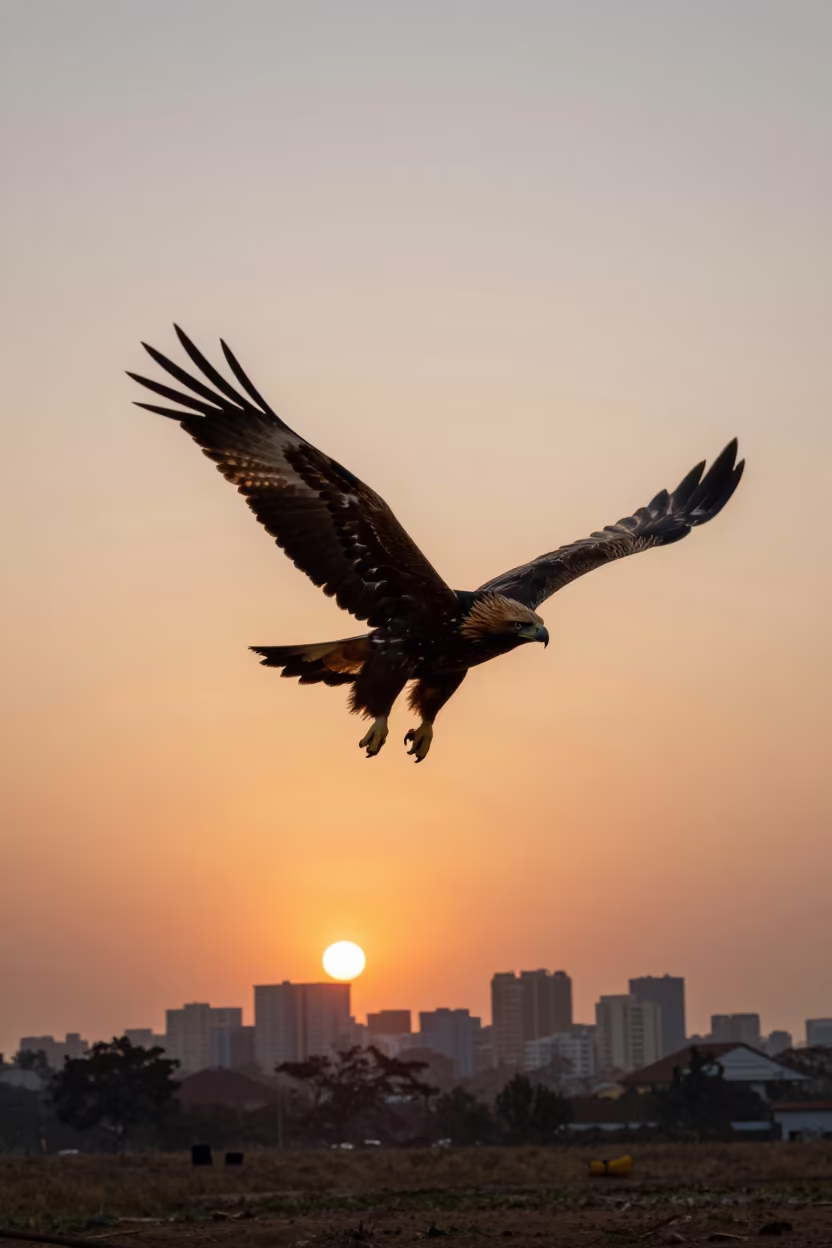 Golden Eagle Diving Rosebank Dusk in near Rosebank, Johannesburg