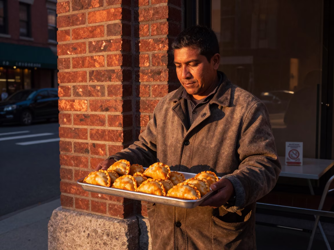 Golden Empanadas in New York at Copper-toned Light Before Dusk in in New York, New York, United States