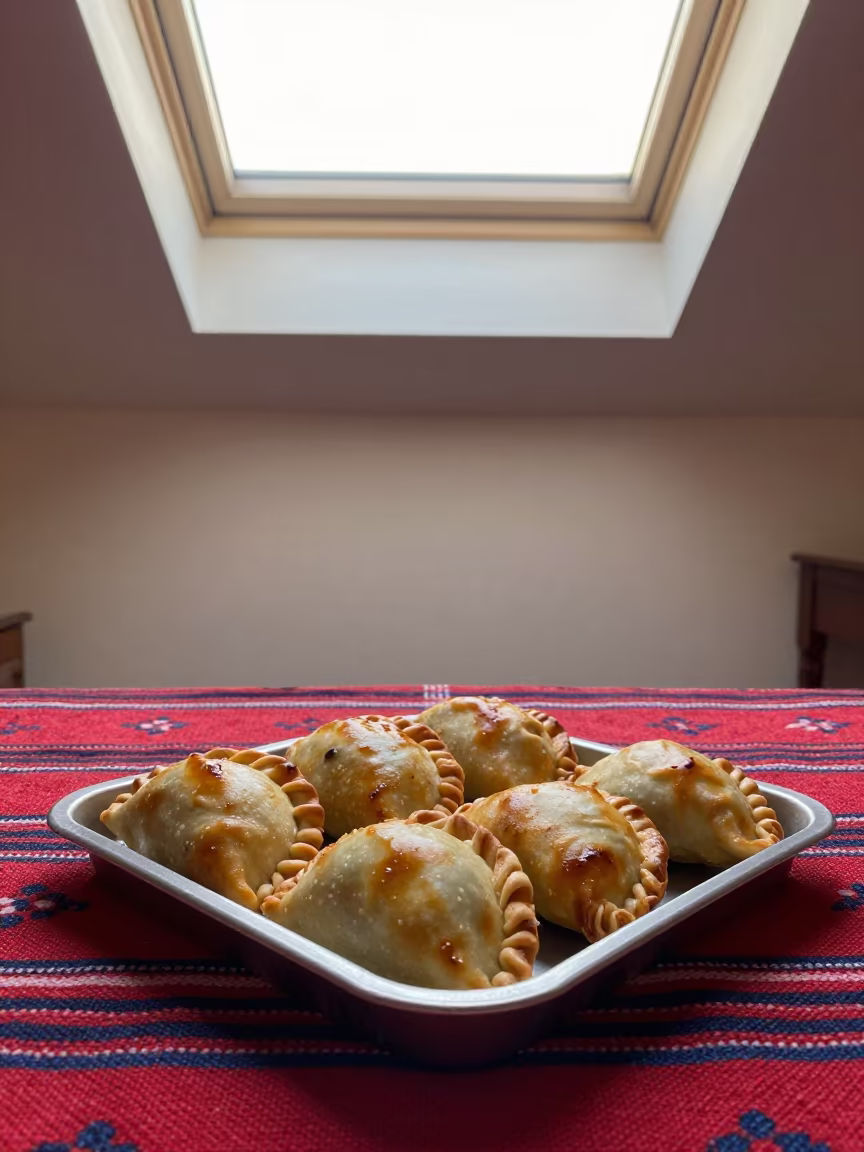 Golden Empanadas on Picnic Blanket Tianjin in on a picnic blanket in Tianjin