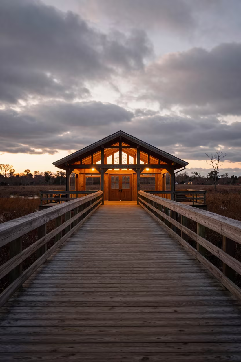 Golden Hour Boardwalk in St Johns Train Terminal in inside a restored train terminal in St Johns