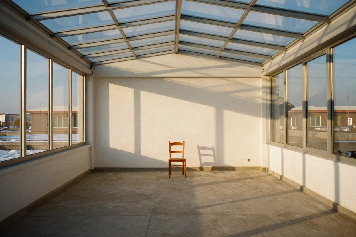 Golden Hour Chair in Siirt Glass Arcade in inside a glass-roofed arcade near Siirt