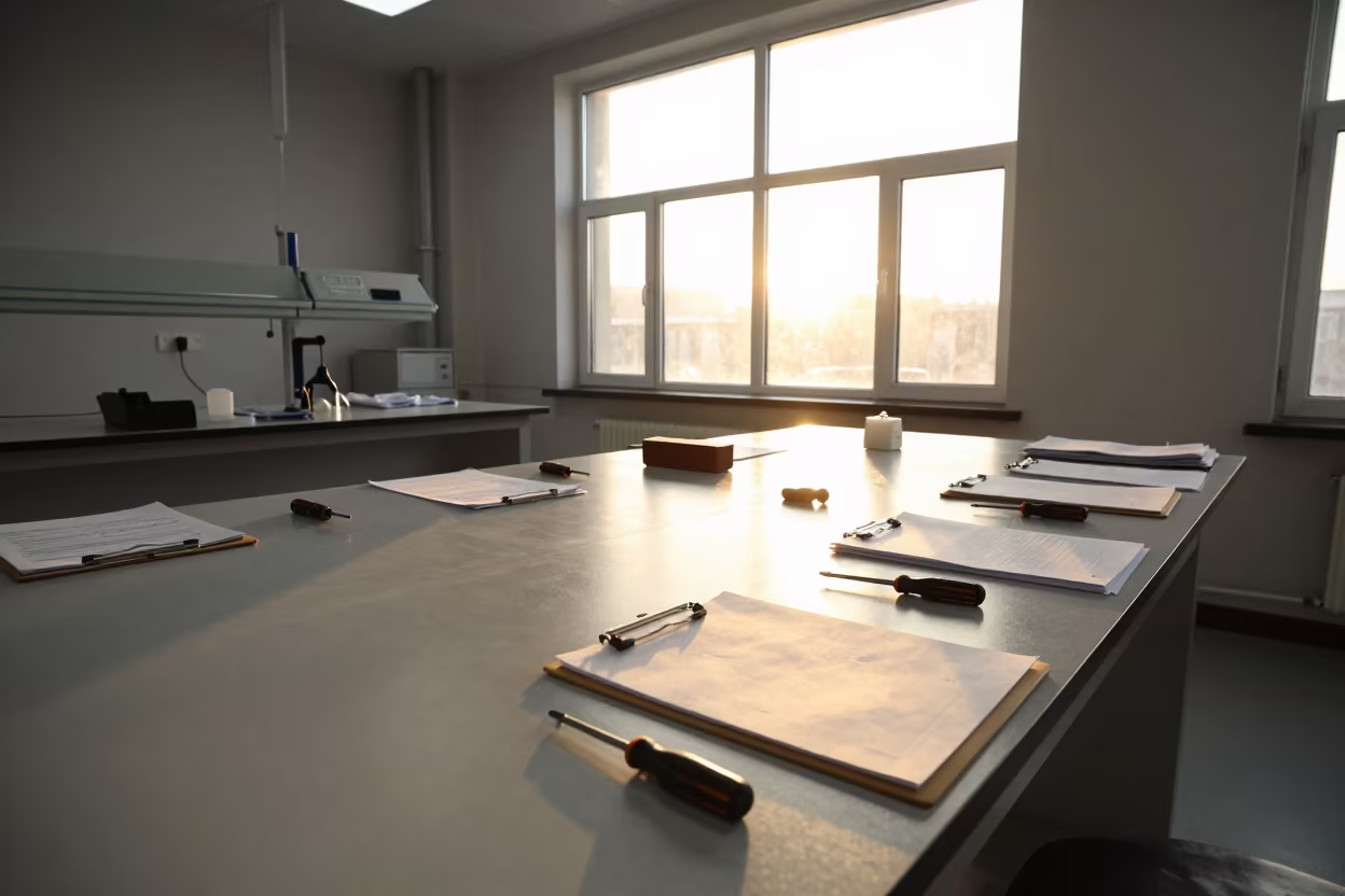 Golden Hour in Changchun Fossil Prep Lab in in a fossil prep lab in Changchun