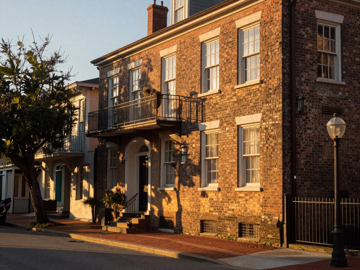Golden Hour Charleston Street Scene with Vintage Fashion and Local Life in in Charleston, South Carolina, United States