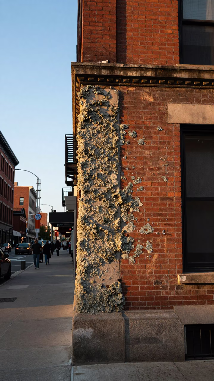 Golden Hour Chicago Street Scene with Lichen and Urban Details in in Chicago, Illinois, United States