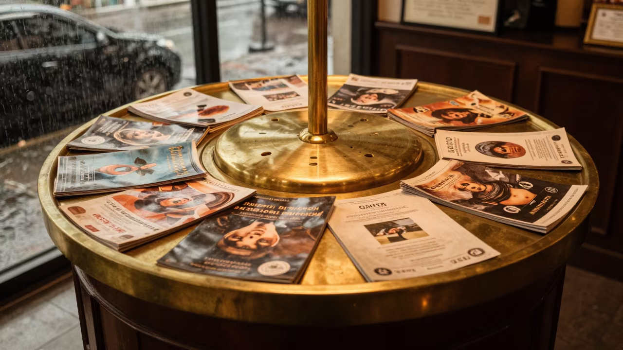 Golden Hour Concierge Carousel in Glodok Hotel in at a reception desk under warm light in Glodok, Jakarta