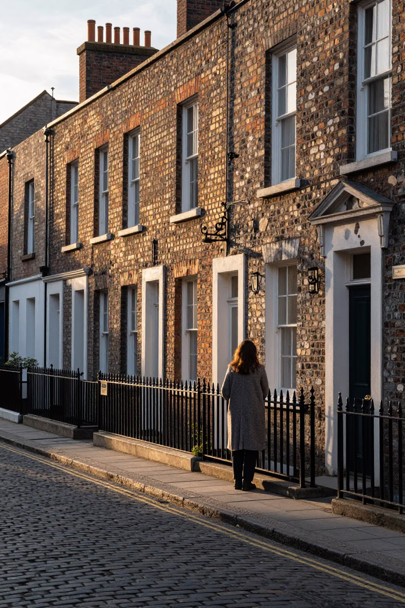 Golden Hour Dublin Street Scene with Tea Stains and Vintage Charm in in Dublin, Ireland