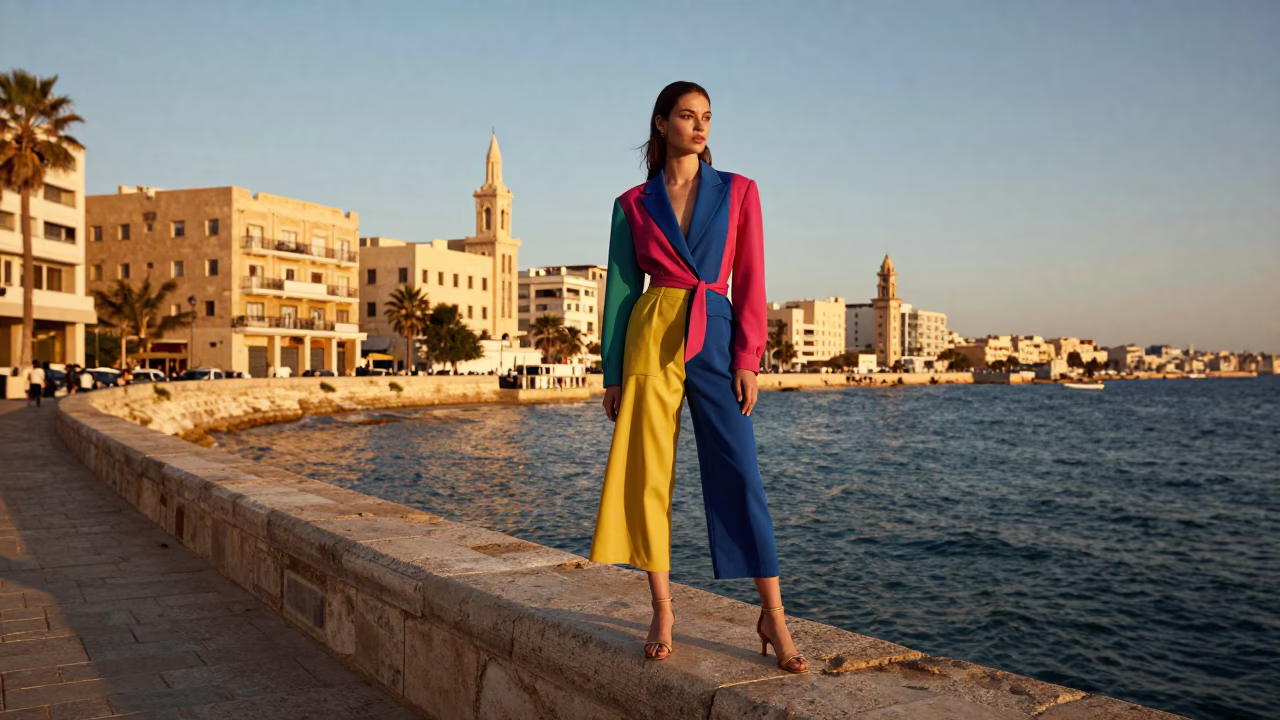 Golden Hour Fashion Portrait of Model in Alexandria Egypt Near Mediterranean Coast in in Alexandria, Egypt