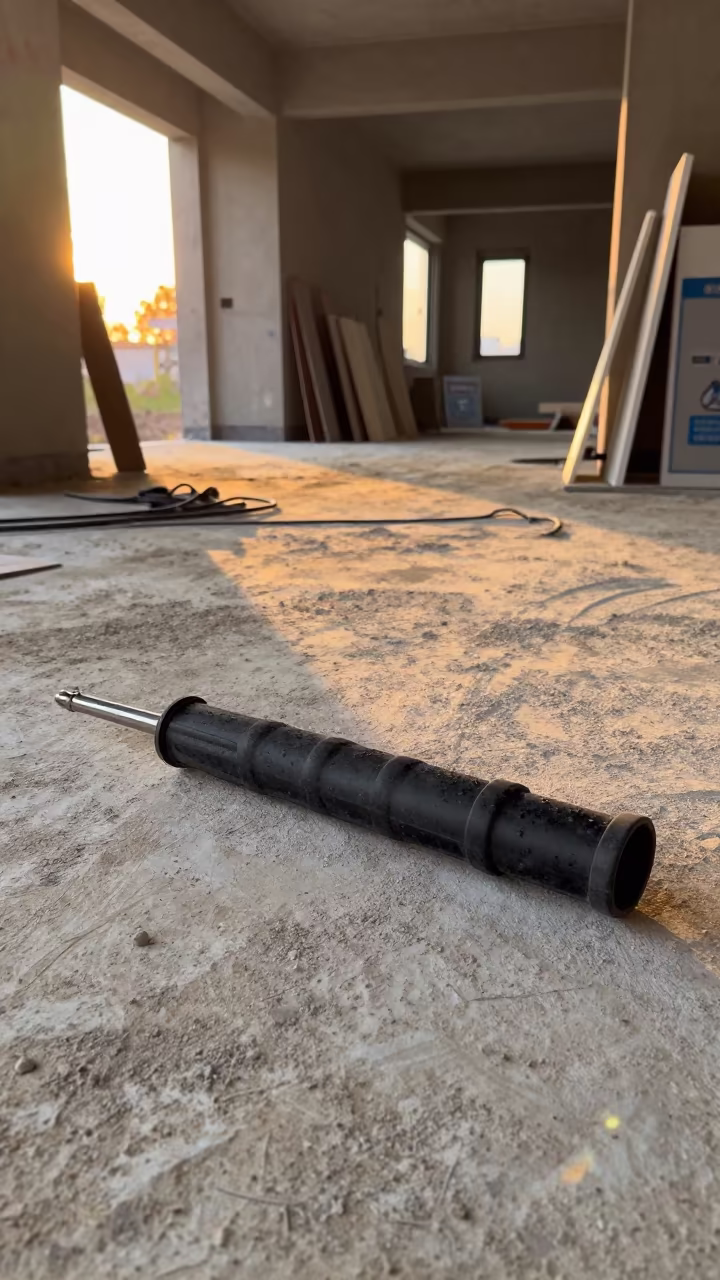 Golden Hour Fire Hose Nozzle Holster Nanjing Lobby in inside a half-built lobby in Nanjing