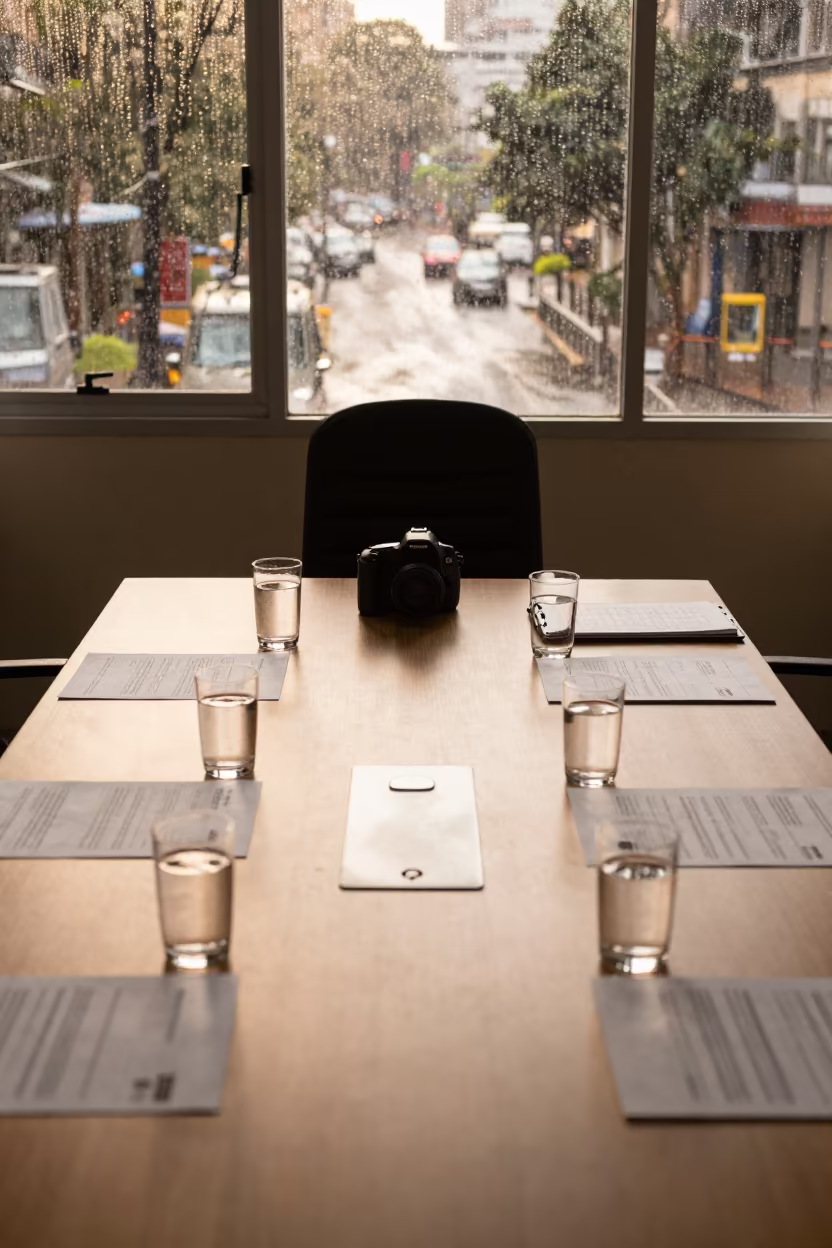 Golden Hour HR Interview Room Kolkata Monsoon in inside a training room prepared for interviews in Kolkata