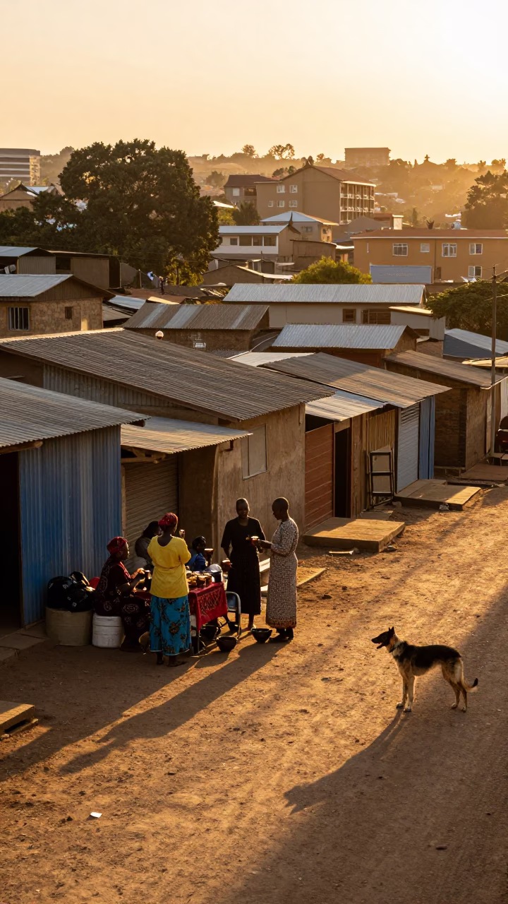 Golden Hour Johannesburg Street Scene with Ethiopian Coffee Ceremony and Segugio Italiano in in Johannesburg, South Africa