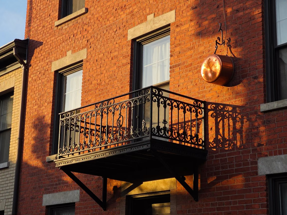 Golden Hour Light on Brick Facade in Montreal Quebec Canada Neighborhood in in Montreal, Quebec, Canada