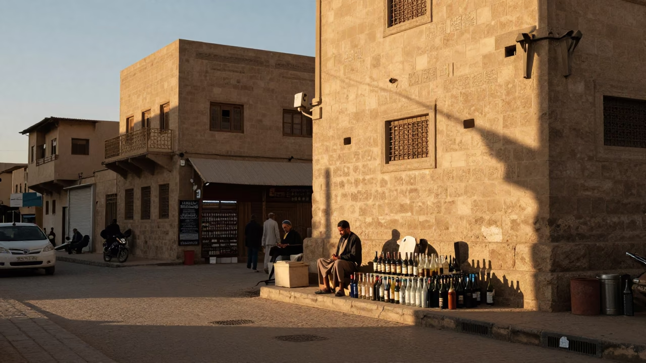 Golden Hour Luxor Egypt Street Scene with Sunlight and Local Life in in Luxor, Egypt