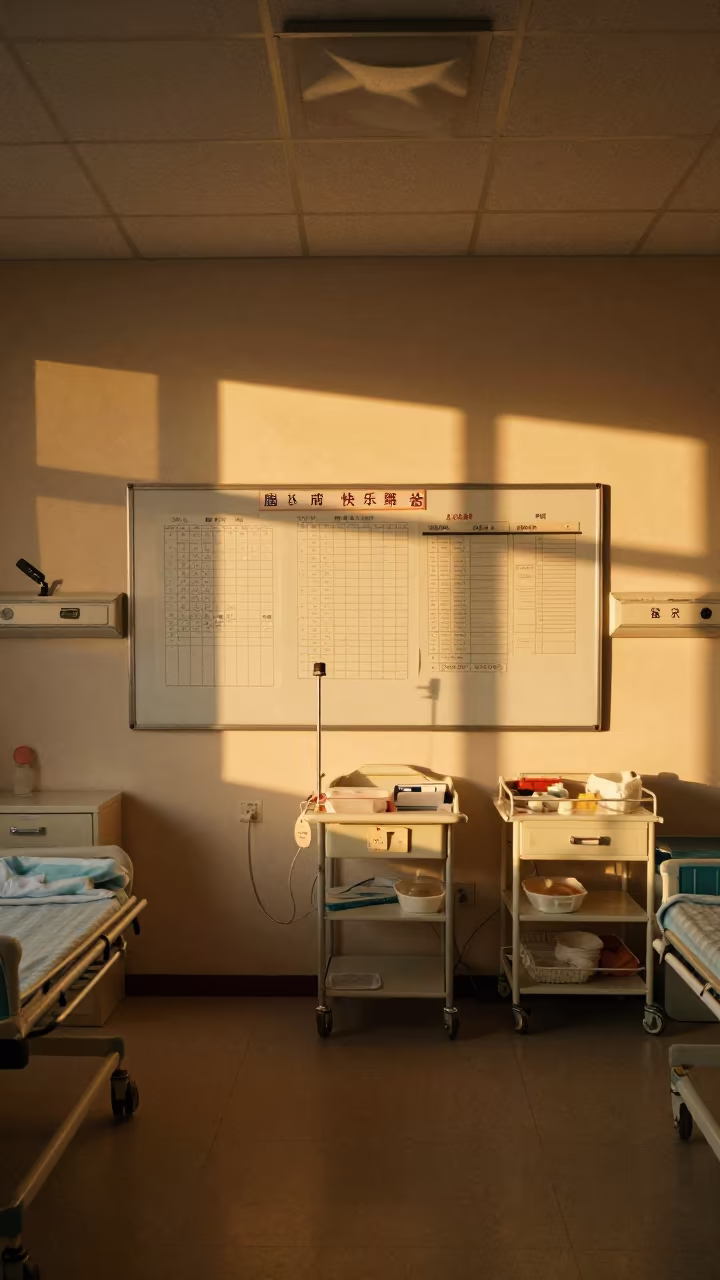 Golden Hour Maternity Ward with Tags and Forms in inside a clinic exam room in Changchun