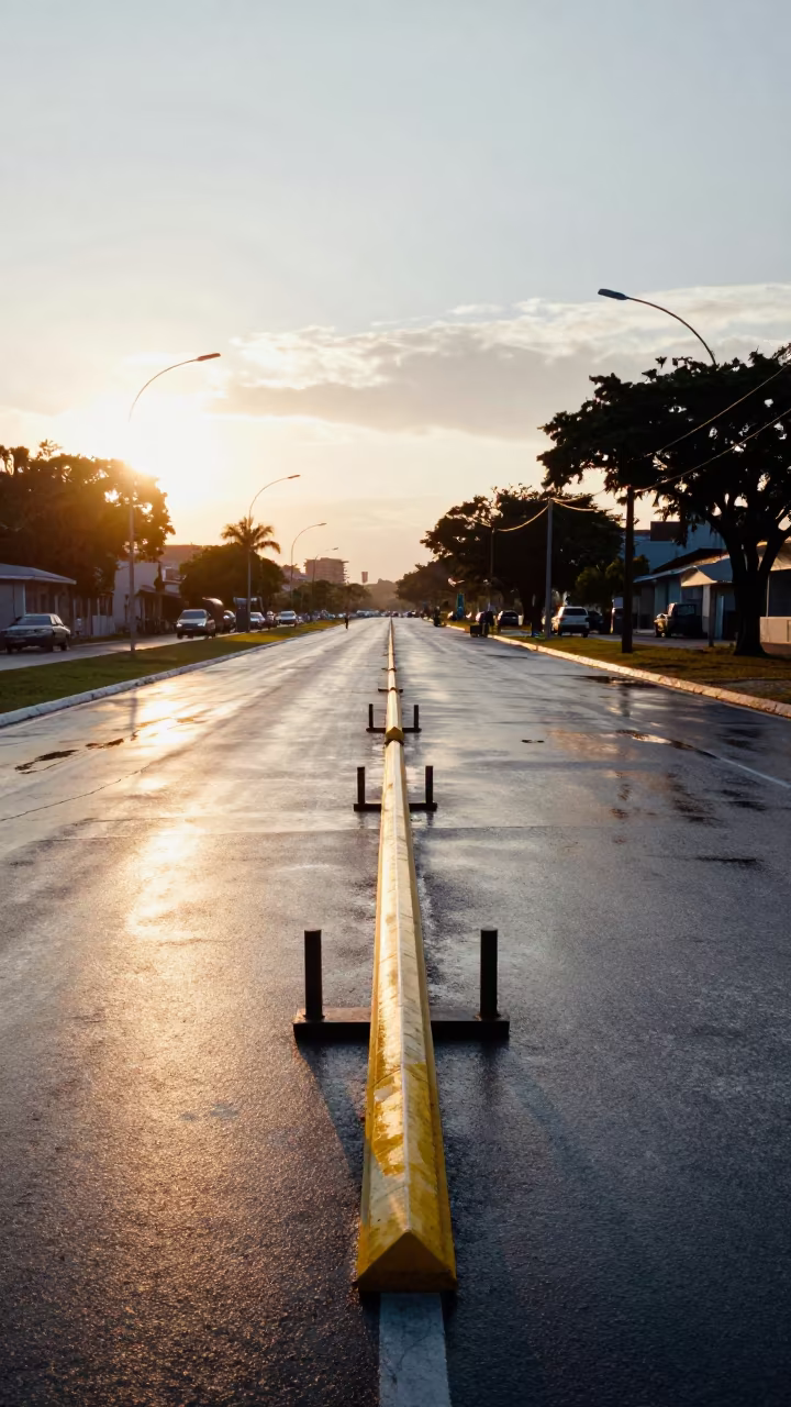 Golden Hour Military Paddle Stand at Belo Horizonte Checkpoint in at a checkpoint lane in Belo Horizonte