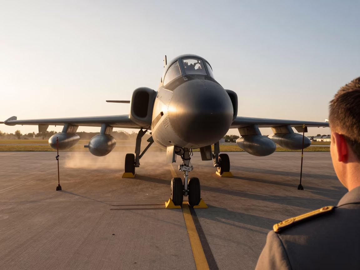 Golden Hour Military Readiness on North Macedonian Flight Line in on a parade ground in North Macedonia