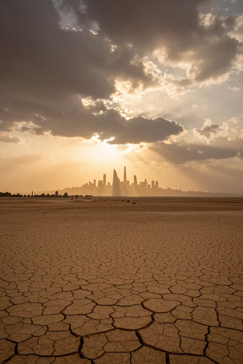 Golden Hour Mirage City Horizon Near Sanaa in near Sana'a