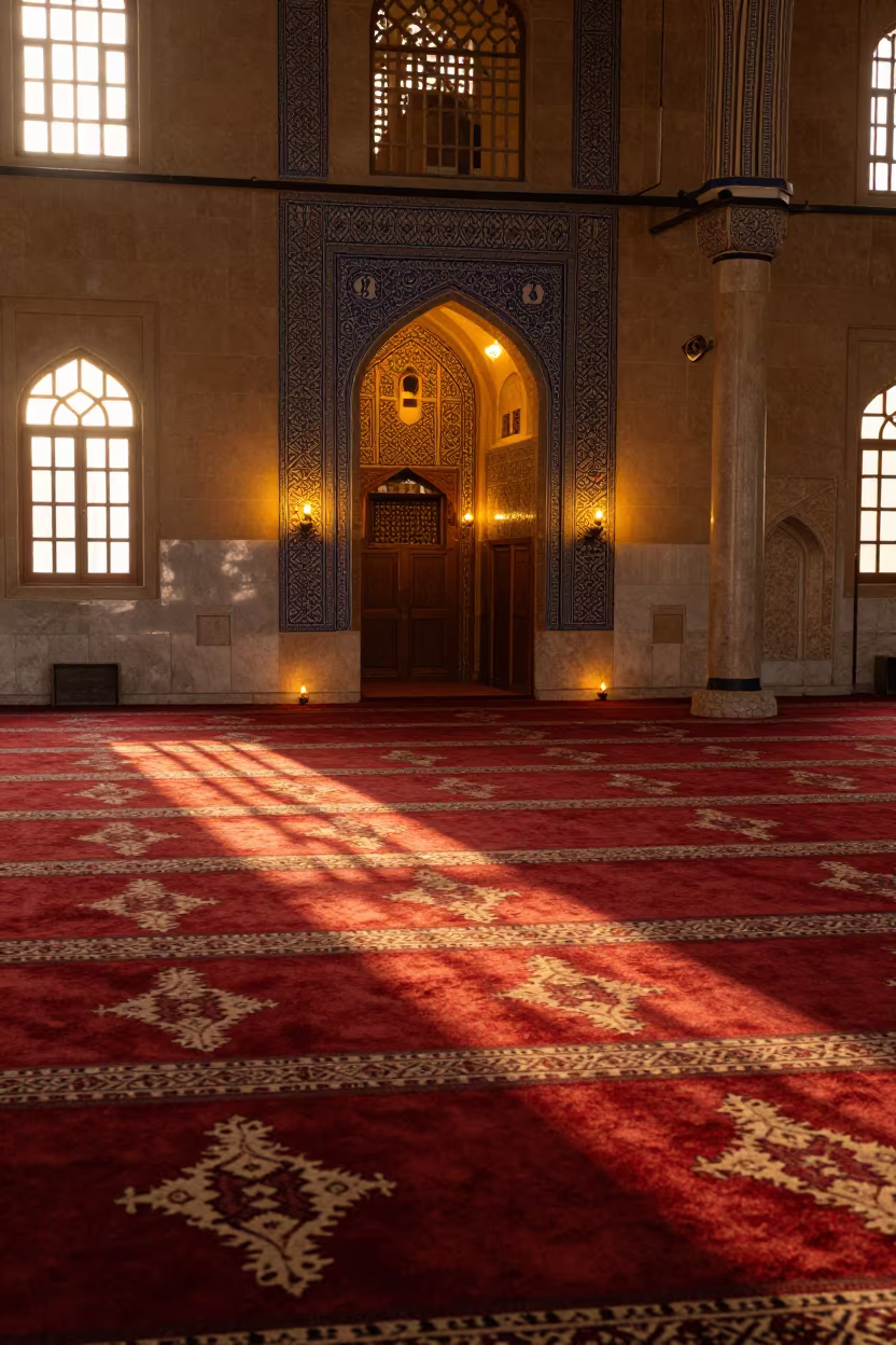 Golden Hour Mosque Carpet Cairo Prayer Hall in in a mosque prayer hall in Cairo