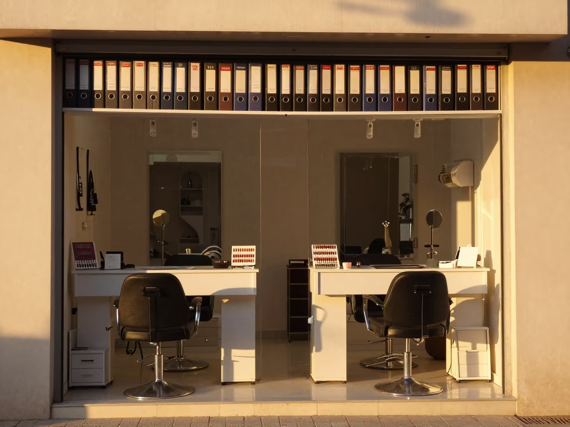 Golden Hour Nail Studio Consultation Binder Shelf Reset in inside a nail studio near Giza