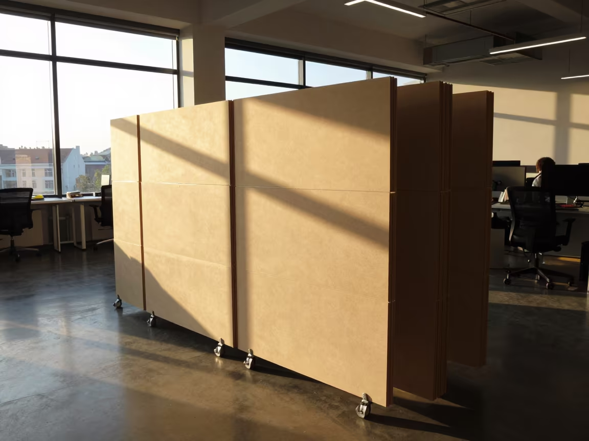 Golden Hour Office Privacy Screen Stack in inside a coworking floor near Prague