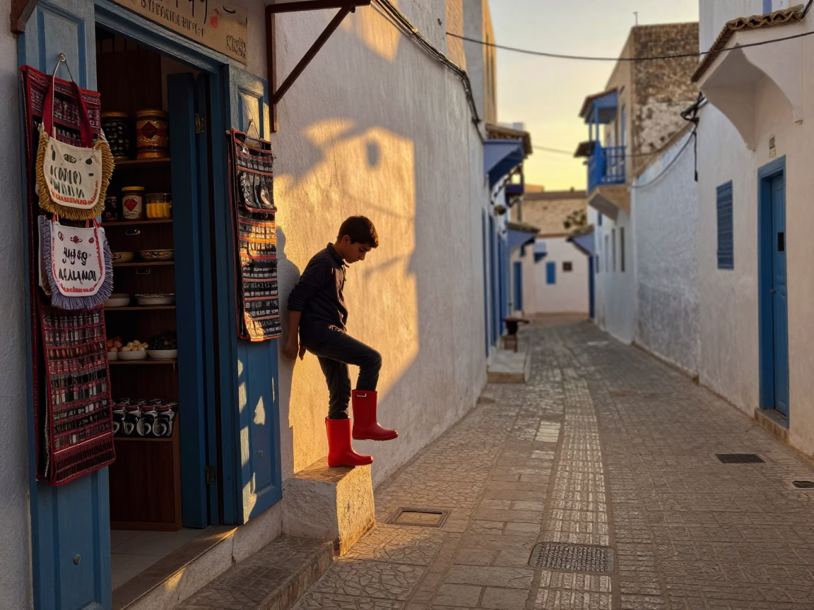 Golden Hour on Boy in Tunis in in Tunis, Tunisia