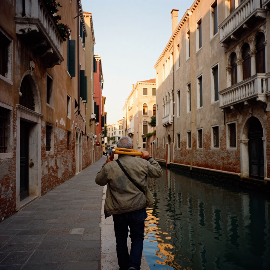 Golden Hour on Canal in Venice in in Venice, Italy