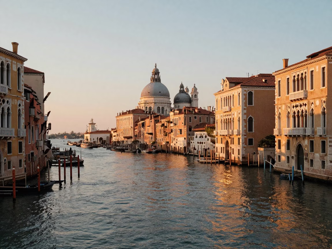Golden Hour on Canal View in Venice in in Venice, Italy