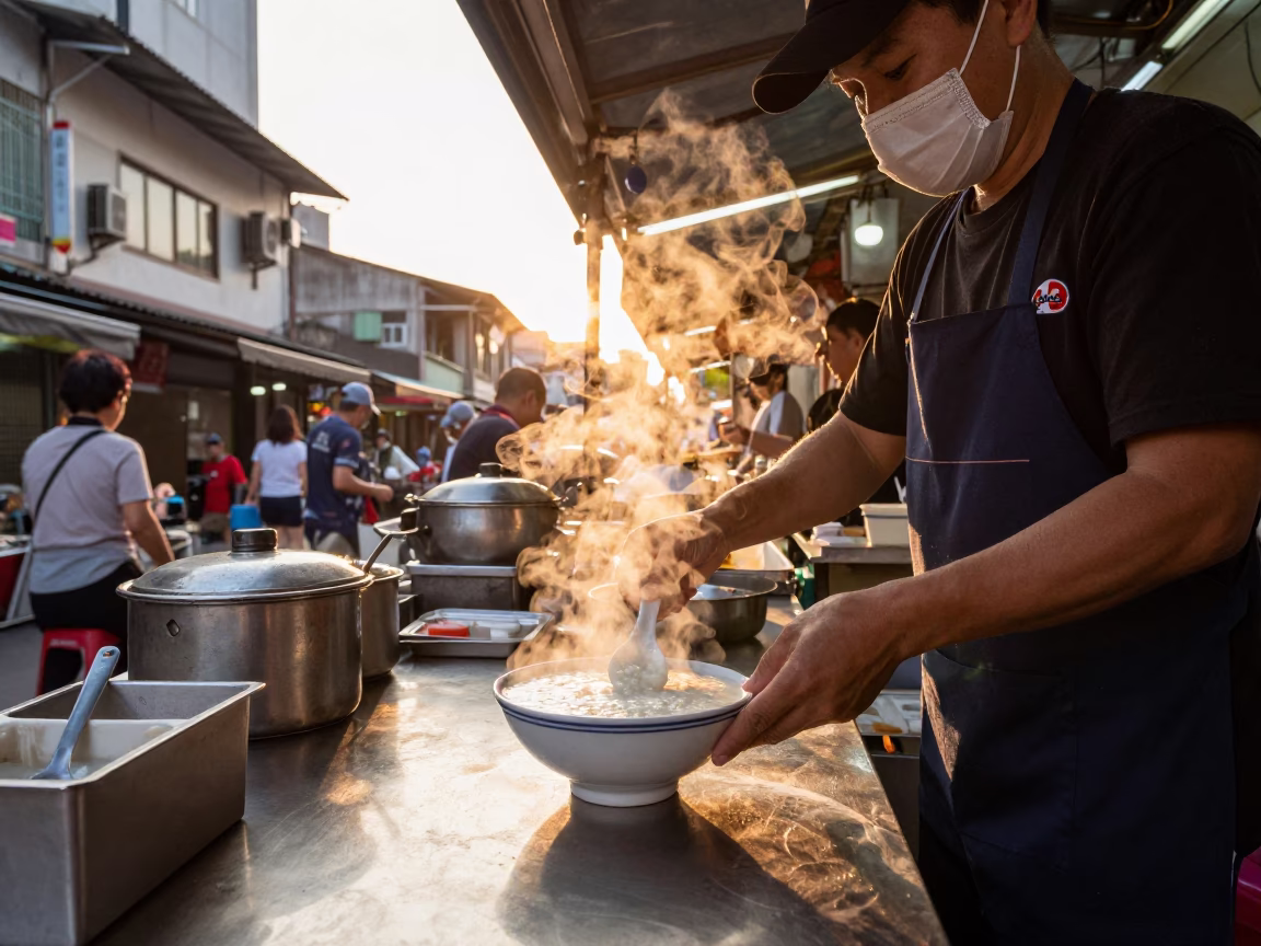 Golden Hour on Congee in Kaohsiung in in Kaohsiung, Taiwan