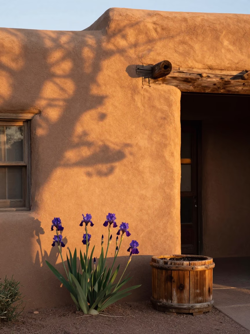 Golden Hour on Desert Iris in Santa Fe in in Santa Fe, New Mexico, United States