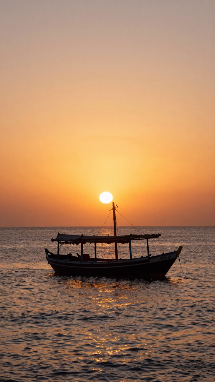 Golden Hour on Dhow in Casablanca in in Casablanca, Morocco