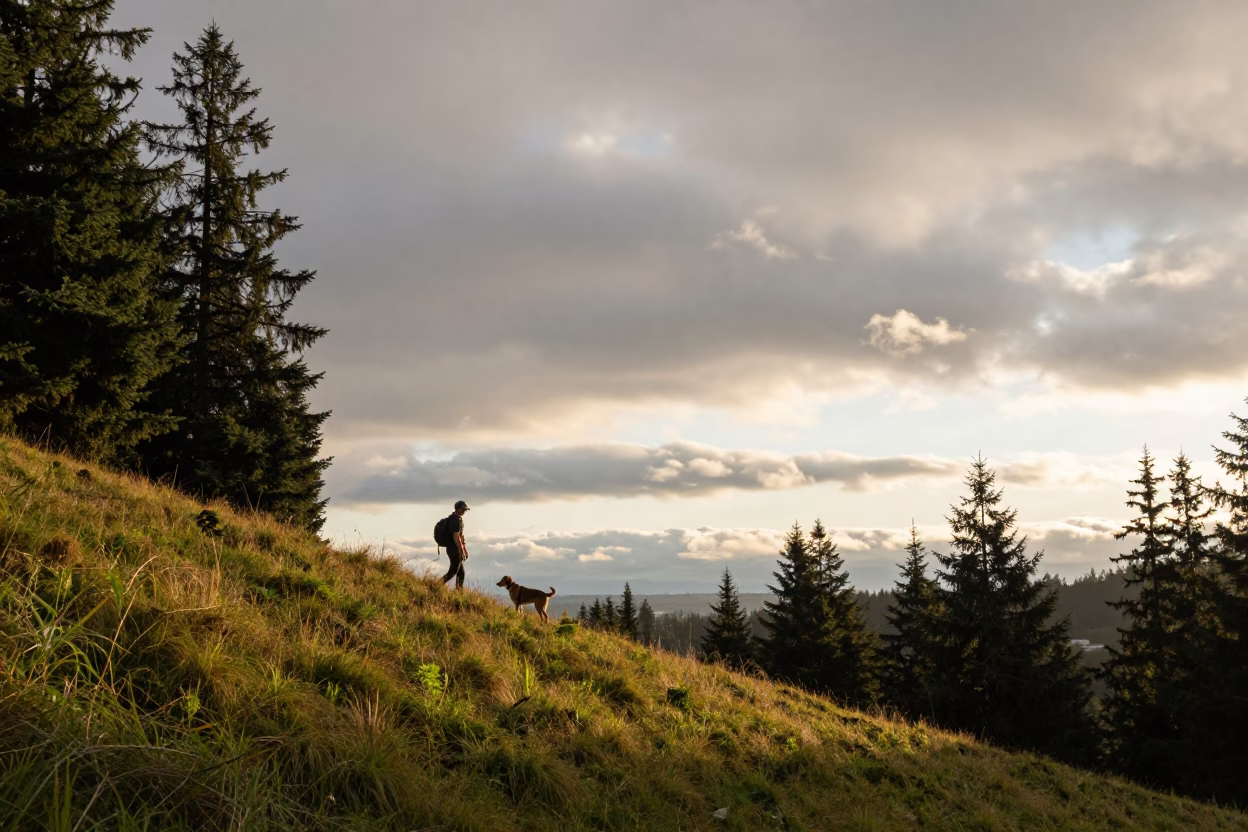 Golden Hour on Hiker in in Portland, Oregon, United States