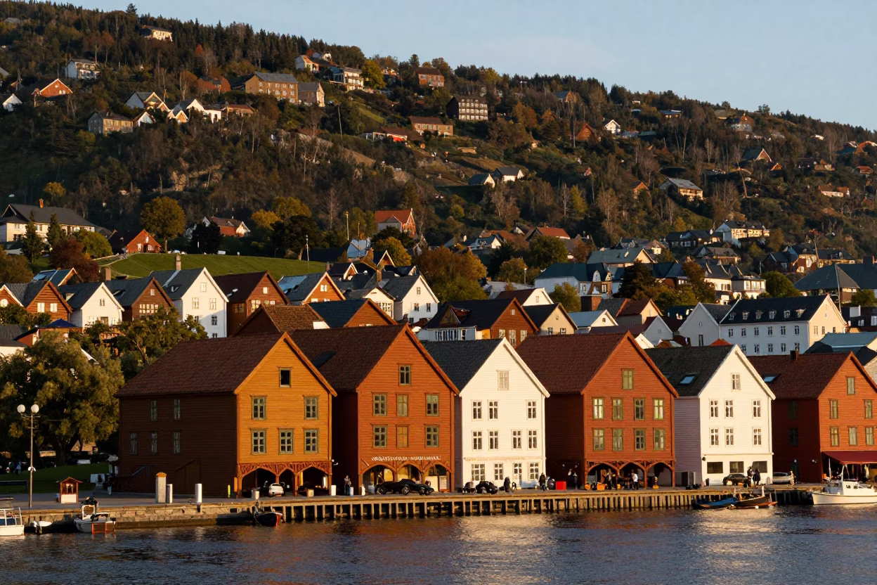 Golden Hour on Landscape in Bergen in in Bergen, Norway