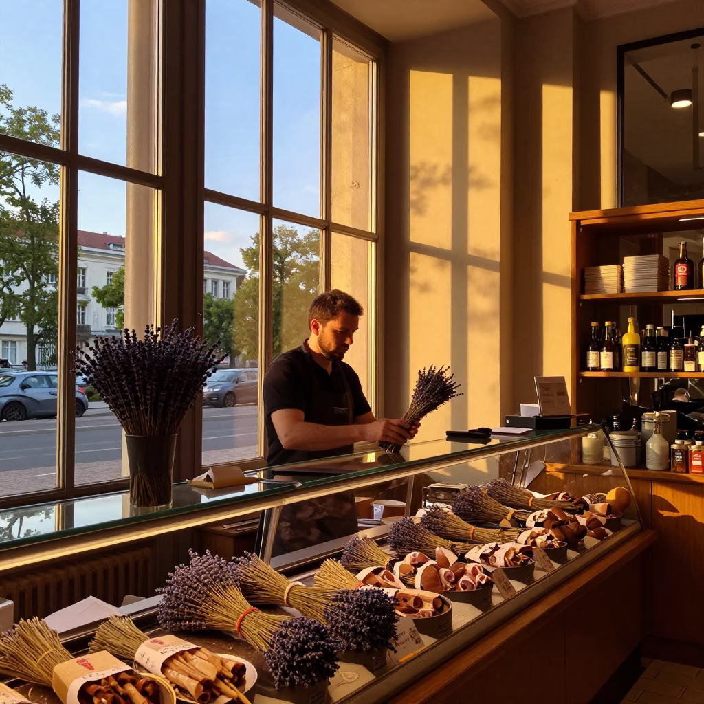 Golden Hour on Light in Berlin in in Berlin, Germany