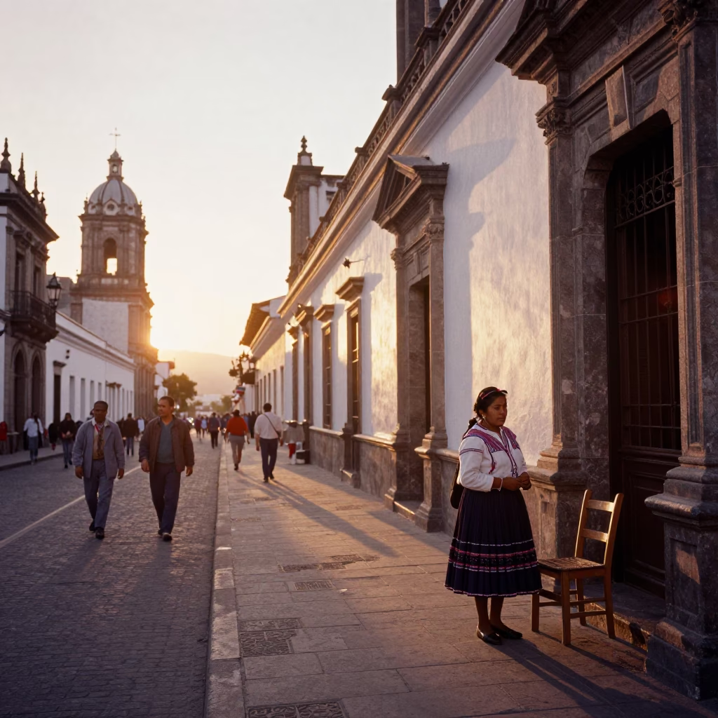 Golden Hour on Light in Quito in in Quito, Ecuador