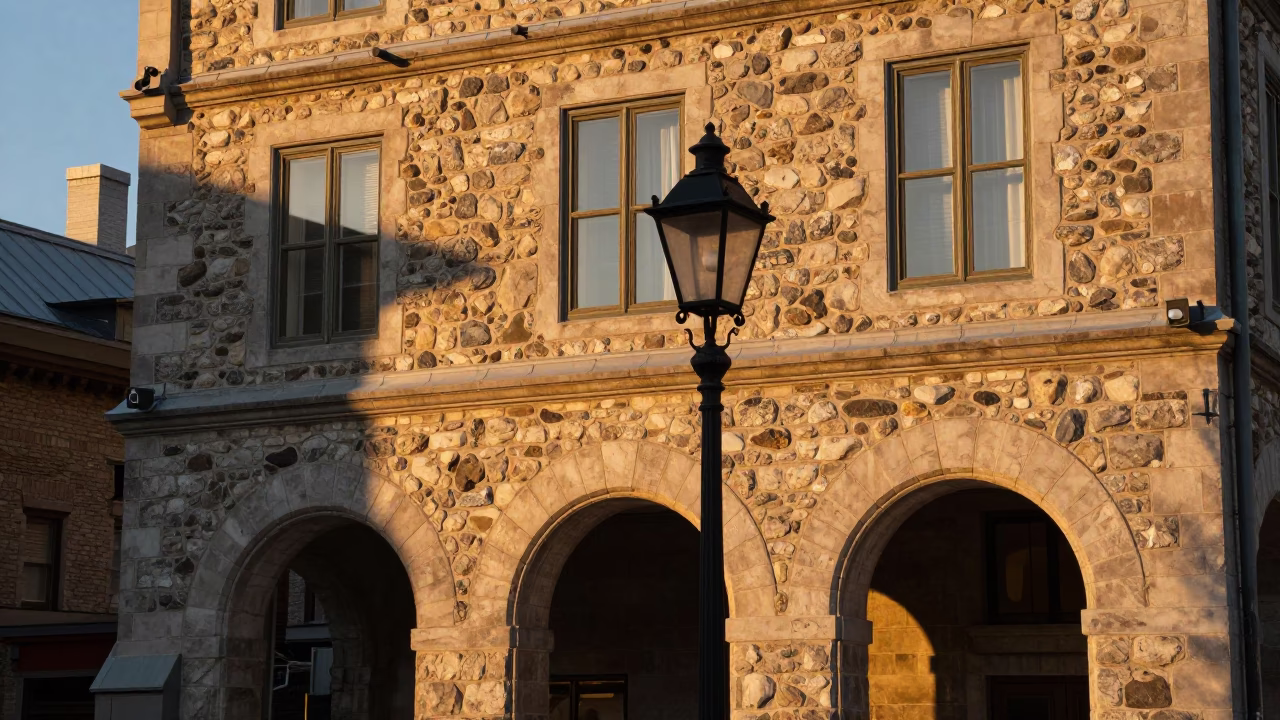 Golden Hour on Light Reflecting in Quebec City in in Quebec City, Quebec, Canada