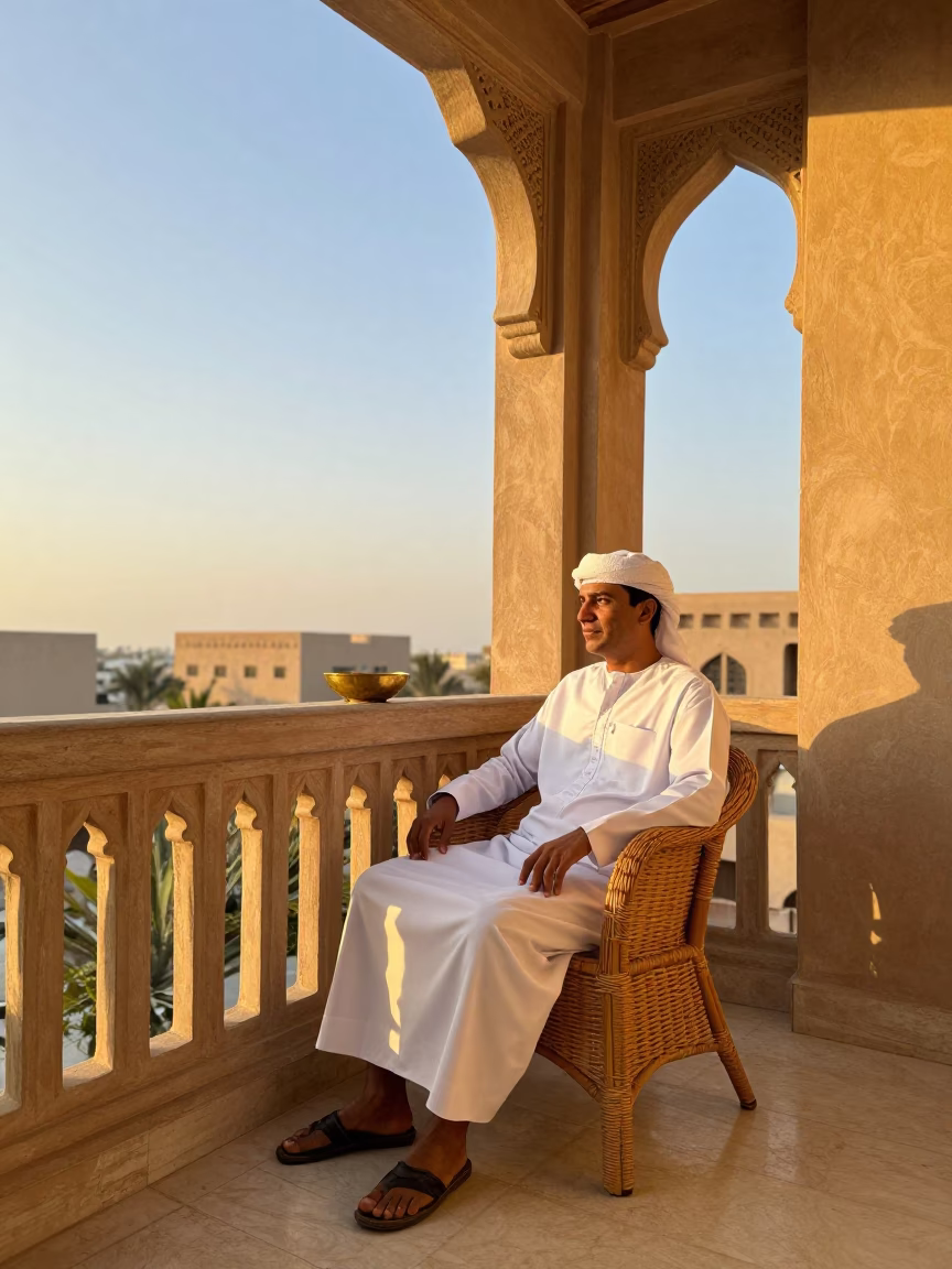 Golden Hour on Man in Muscat in in Muscat, Oman