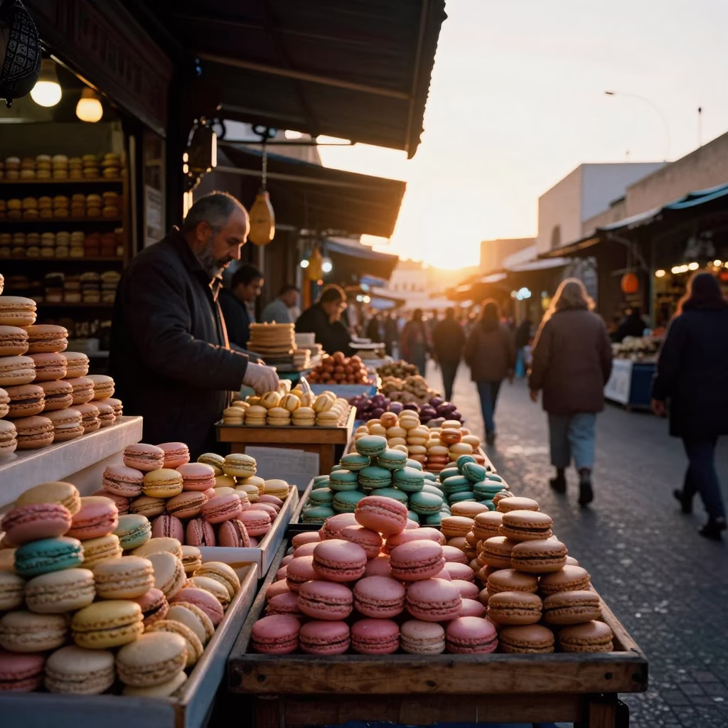 Golden Hour on Pastel Macarons in Essaouira in in Essaouira, Morocco