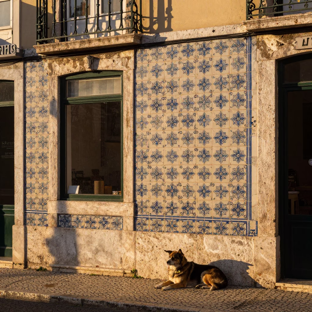 Golden Hour on Pastelaria in Lisbon in in Lisbon, Portugal