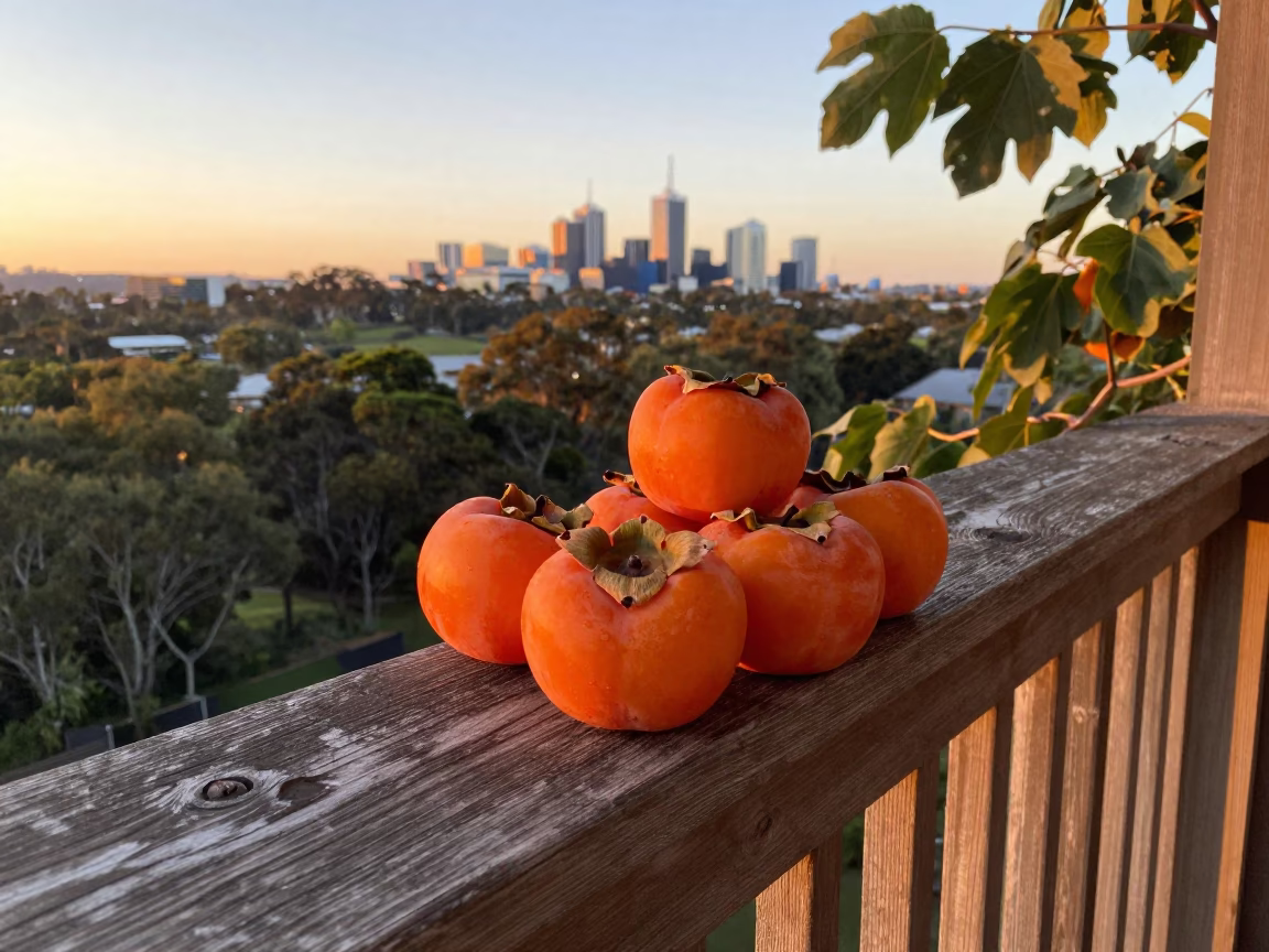 Golden Hour on Persimmons in Adelaide in in Adelaide, Australia