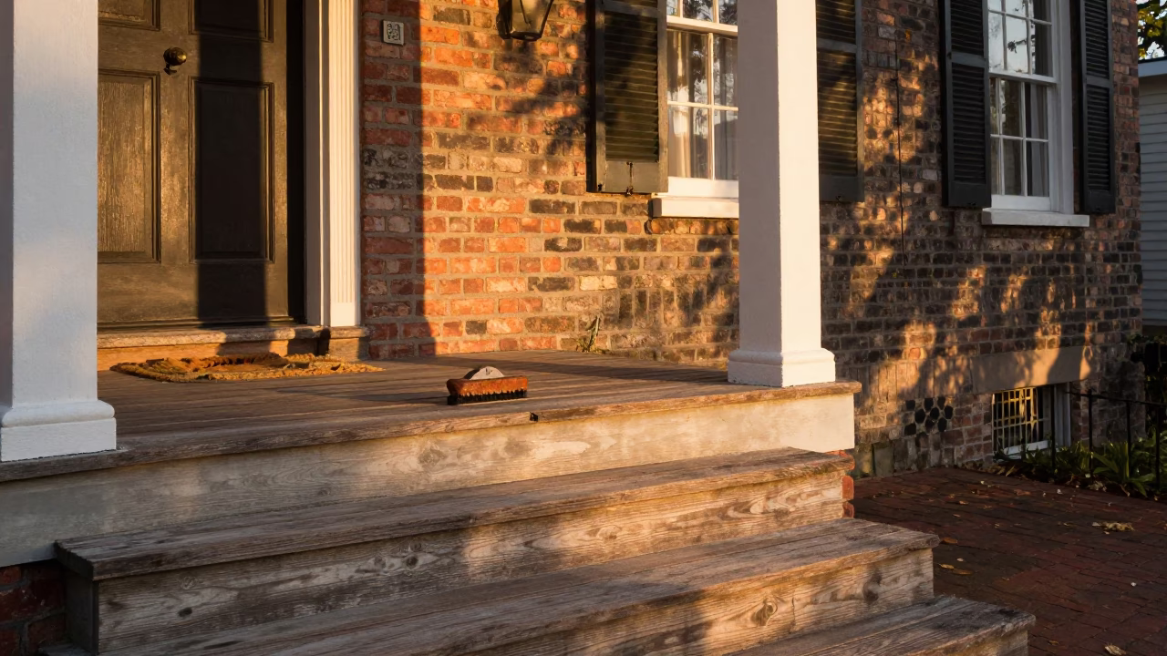 Golden Hour on Porch Details in Charleston in in Charleston, South Carolina, United States