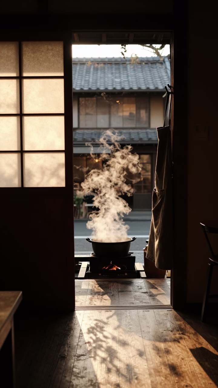 Golden Hour on Saucepan in in Kyoto, Japan