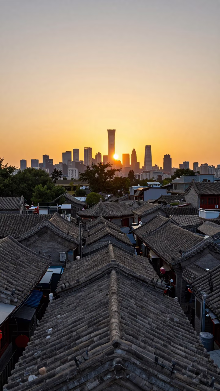 Golden Hour on Skyline in Beijing in in Beijing, China