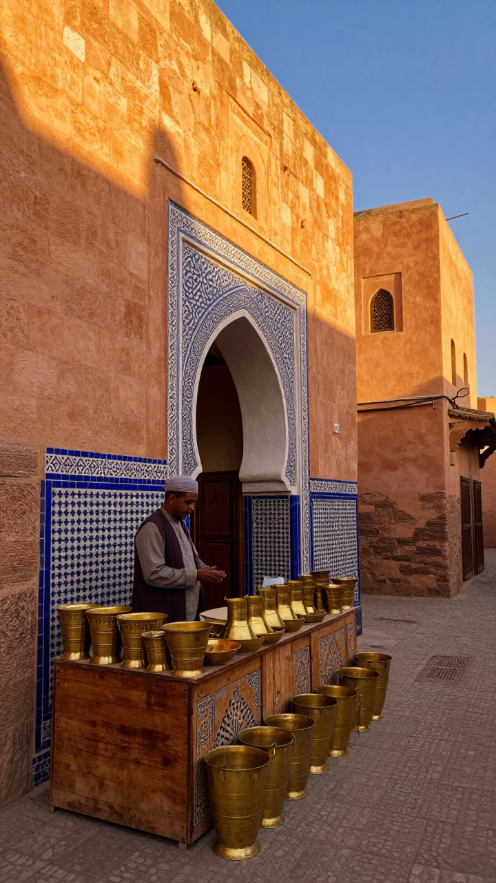 Golden Hour on Souk Stall in Marrakech in in Marrakech, Morocco