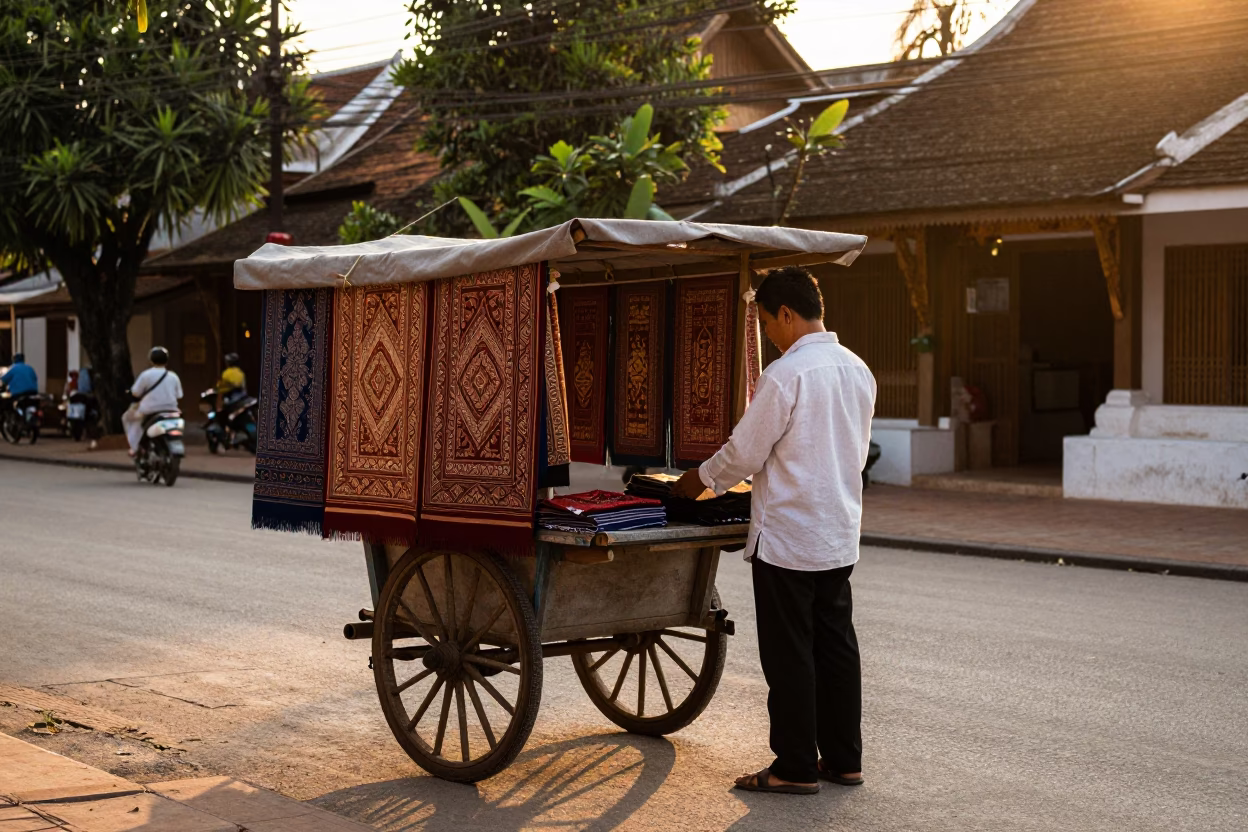 Golden Hour on Street Photography in Luang Prabang in in Luang Prabang, Laos
