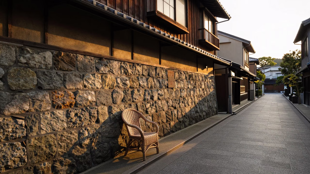 Golden Hour on Street Scene in Fukuoka in in Fukuoka, Japan