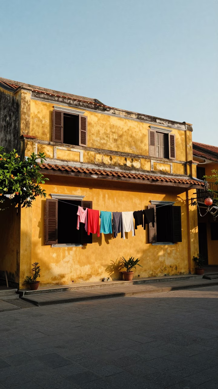Golden Hour on Street Scene in Hoi An in in Hoi An, Vietnam