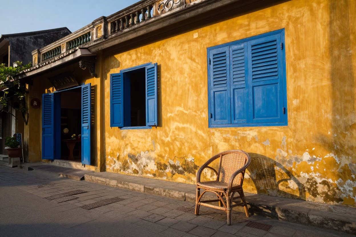 Golden Hour on Street Scene in Hoi An in in Hoi An, Vietnam