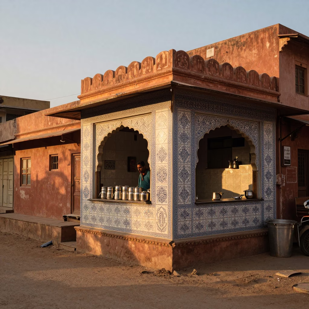 Golden Hour on Street Scene in Jaipur in in Jaipur, India