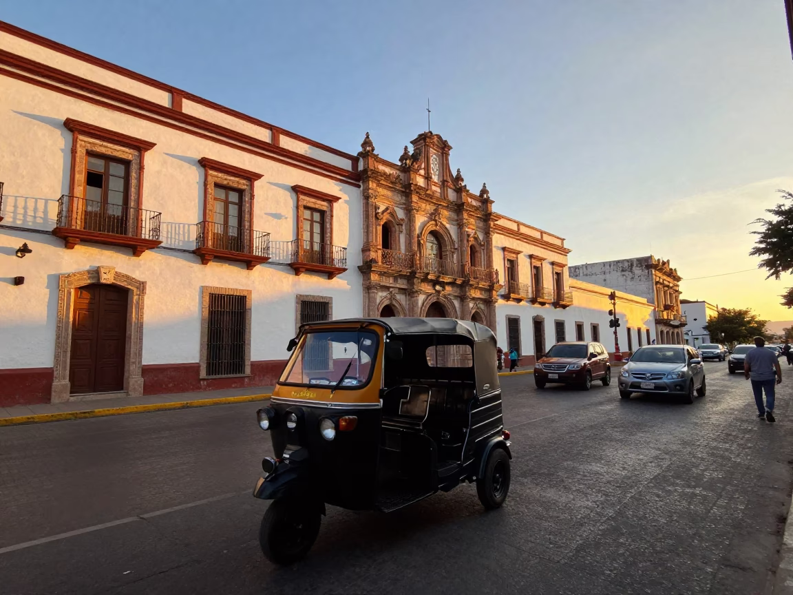 Golden Hour on Street Scene in Merida in in Merida, Mexico